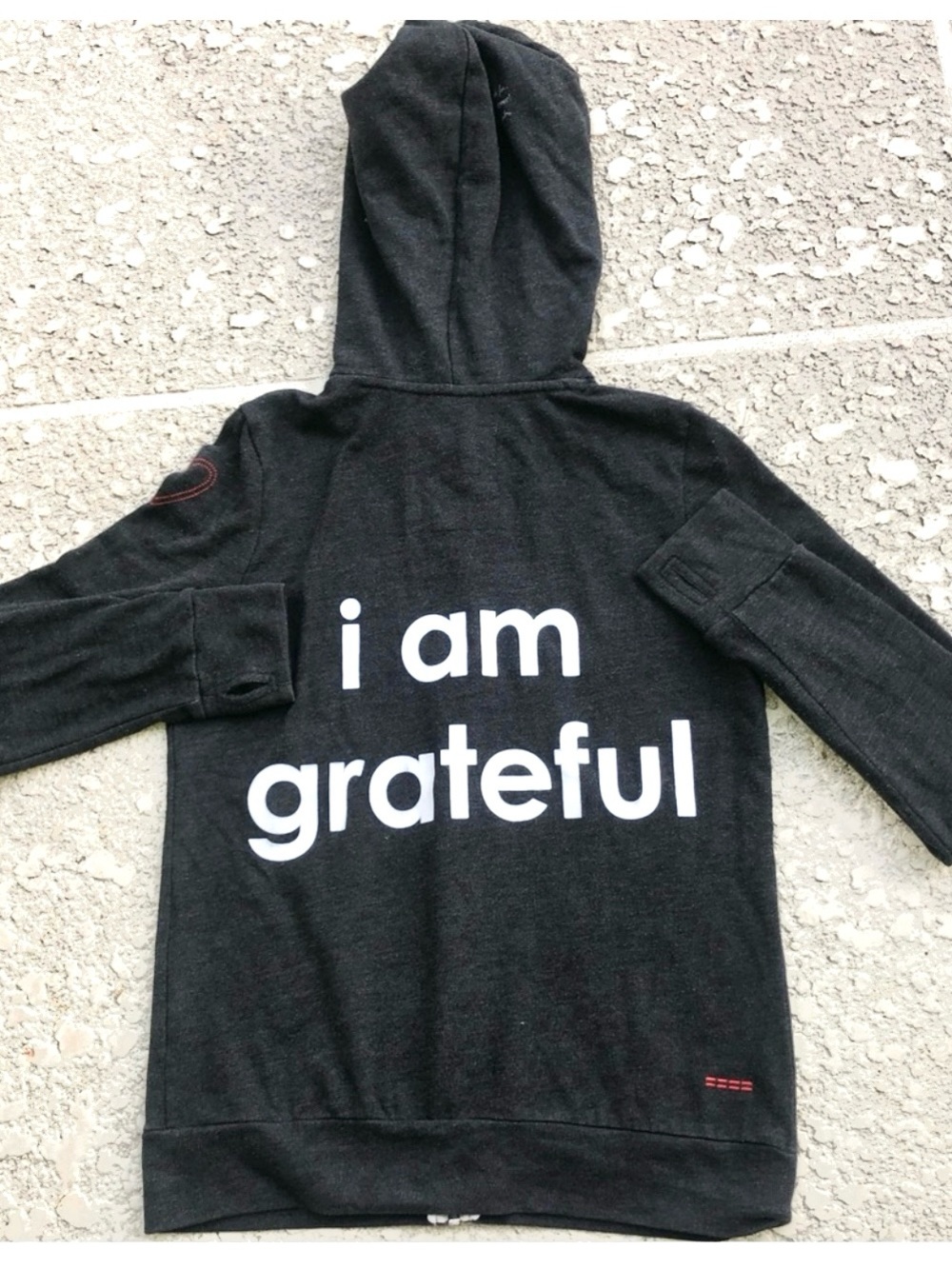 Peace Love World hoodie jacket ‘I Am Grateful’ zip up women’s size small comfy